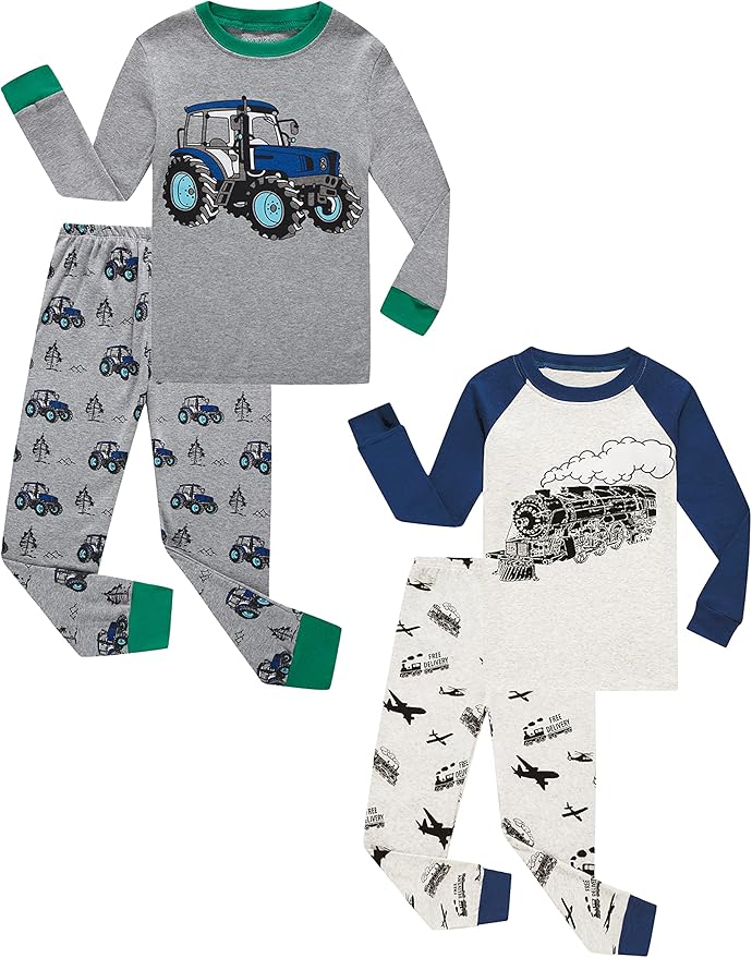 KikizYe Little Big Boys Girls Pajamas Set Kids PJs 100% Cotton Sleepwear