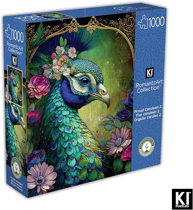RomantzArt Piece Jigsaw Puzzle for Adults – Proud Cerulean – Challenging, Hard and Vibrant Gradient Color Puzzle, Gift for Puzzle Lovers, Brain Teaser Home Décor