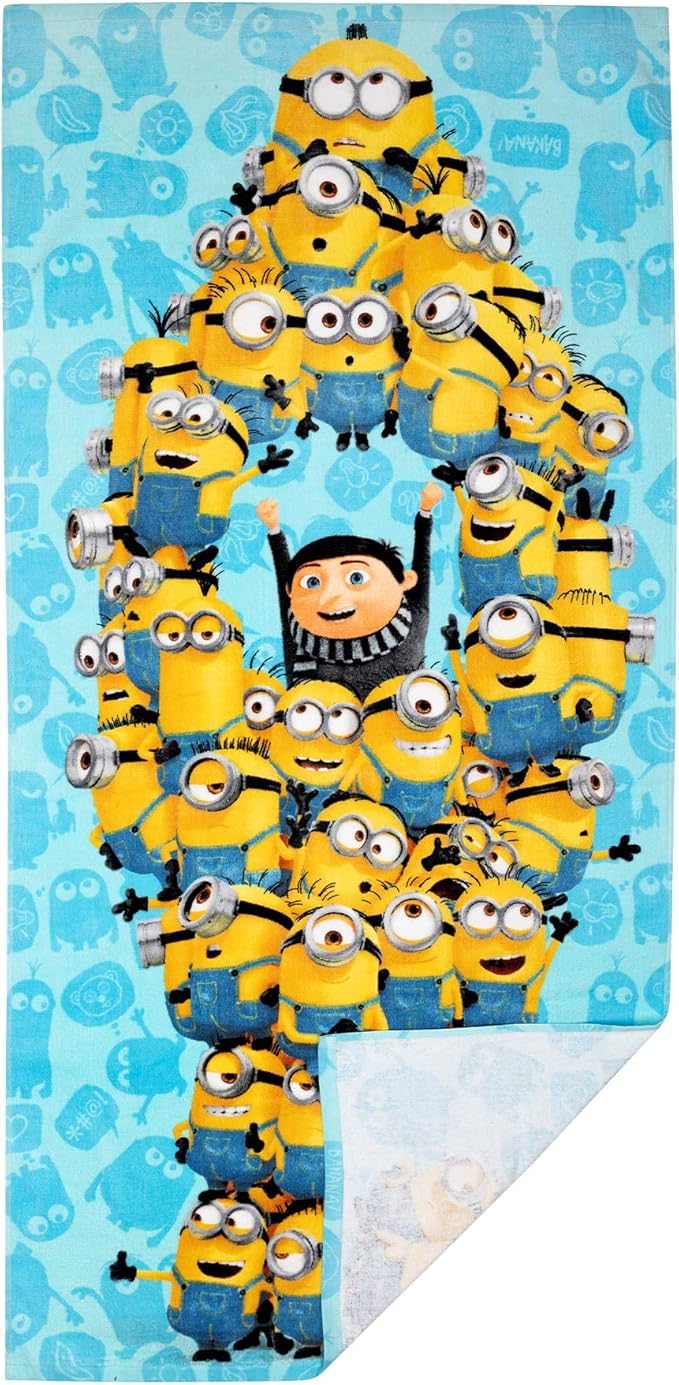 Franco Kids Super Soft Cotton Bath/Pool/Beach Towel, 58 in x 28 in, Minions The Rise Of Gru