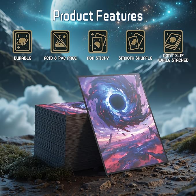 MTG Card Sleeves - Black Hole Damnation - Ultra Clear Front & Matte Finish Back, 100 Count Standard Size Matte Art Sleeve for Magic The Gathering