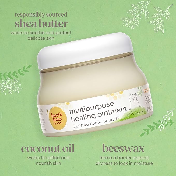 Burt's Bees Baby 100% Natural Origin Multipurpose Healing Ointment, Face & Body Baby Ointment – 7.5 Ounce Tub (Pack of 2)