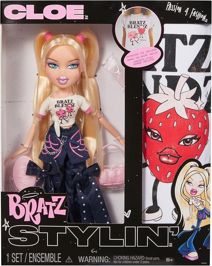 Bratz Stylin' Cloe Fashion Doll with Customizable T-Shirt for You and Accessories