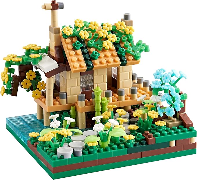 Four Seasons Flower House Plant Series 4 Miniature Building Blocks Set, Creative Tree House Flower and Plant Model DIY Gifts for Girls, Kids and Adults