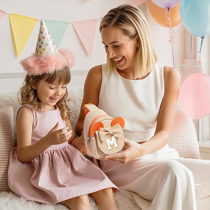 Kids Cross Body Bag, Birthday Gifts for 2 3 4 5 Year Old Girls Gift, Small Sling Bags for Girls Kid Toddler Daughter Birthday Gift for Kids Girl Monogram Cute Sling Bag (Orange K)