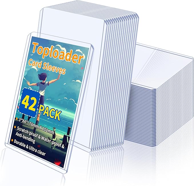 3" x 4" Card Sleeves, Top Loaders for Cards, 42 Count Baseball Card Protectors Hard Plastic, Sports Card Sleeves, Clear Card Holder for Collectible Trading Cards Sports Cards