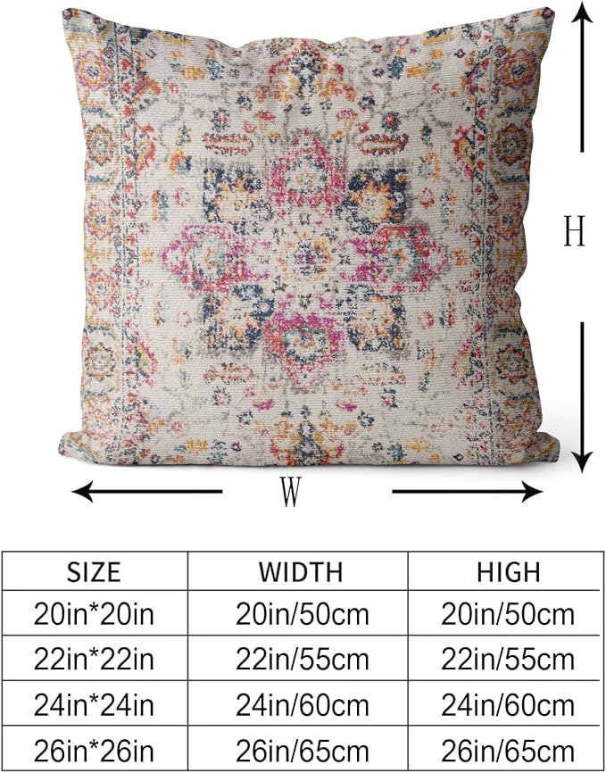 Snycler Boho Throw Pillow Covers 24x24 inch Set of 2 Burnt Yellow Terracotta Rust Colored Throw Pillows Double Sided Boho Home Soft Decor for Bedroom Living Room Couch & Sofa (No Inserts)