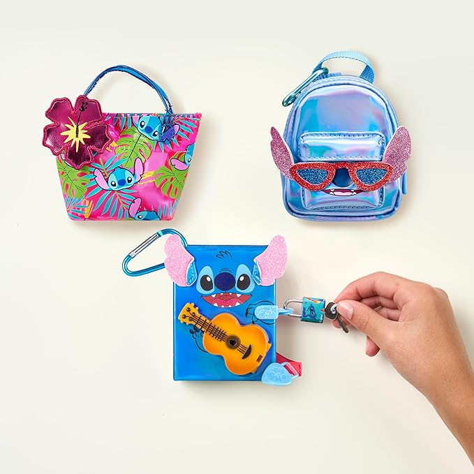 REAL LITTLES Disney Lilo & Stitch Fan Favorites 3 Pack, Includes Themed Micro Backpack, Handbag and Journal, with 15 Micro Surprises Inside