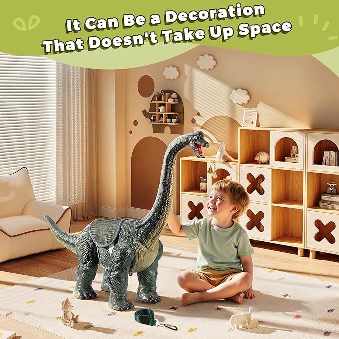 Dinosaur Ride On Toy Cars for Kids,Twinkoo Realistic Brachiosaurus Push Car with Three Sound Effects,Sound and Light Effects PP Wheels for Indoor/Outdoor Play,Best Gift for Kids(Brachiosaurus)