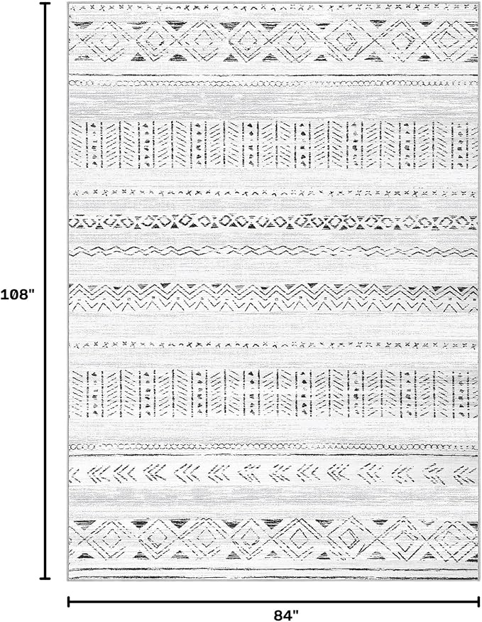 cotiled 7x9 Area Rugs Living Room Rug: Washable Boho Rugs with Non Slip Backing Large Soft Indoor Stain Resistant Carpet for Bedroom Farmhouse Dining Room Lightweight Home Decor Dark Grey