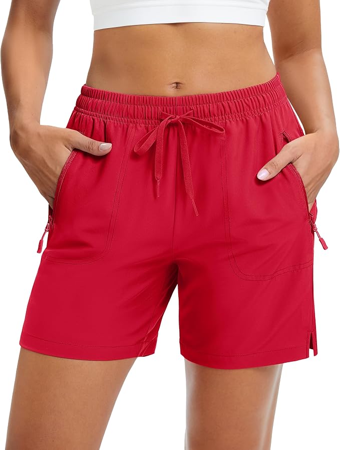 MAGCOMSEN Women's 5" Hiking Shorts UPF 50+ Quick Dry Lightweight Athletic Running Golf Summer Casual Shorts with Pockets
