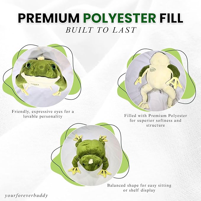 25" Frog Plush Toy – Large Soft Frog for Kids – Huggable Stuffed Animal Gift – ASTM Certified – Spot Clean Only