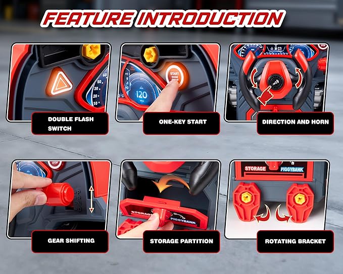 Interactive Truck Engine Toy with Removable Parts - Lights, Sounds, and Fun for Young Mechanics -Unleash their Creativity and Motor Skills with this Truck Engine Toy- Ideal Gift for 3-5-Year-Old Boys