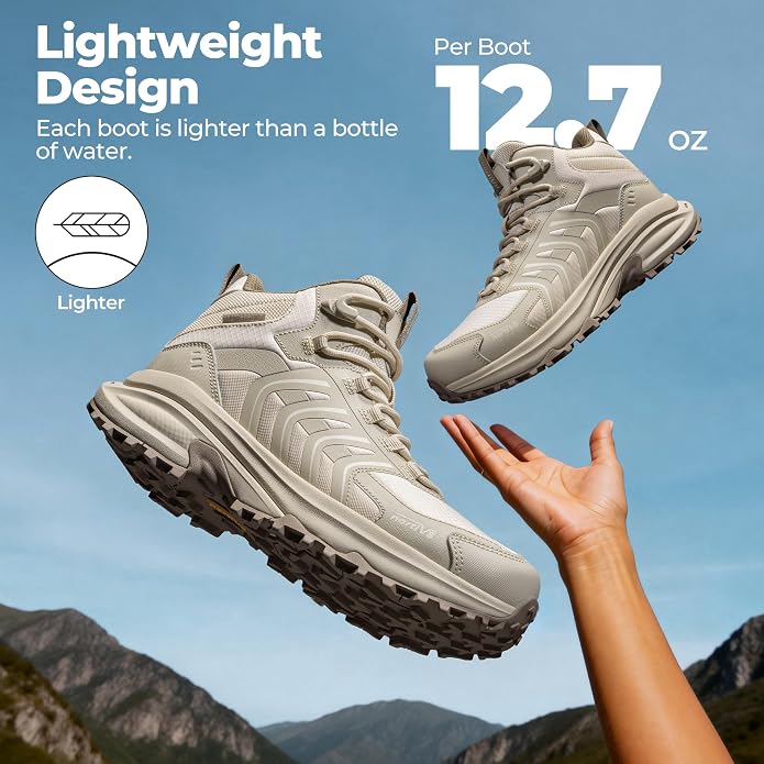 NORTIV 8 Women‘s Hiking Boots Waterproof Lightweight Outdoor Trekking Non Slip Comfortable Camping Ankle Breathable Everyday Boot Armadillo FieldLite