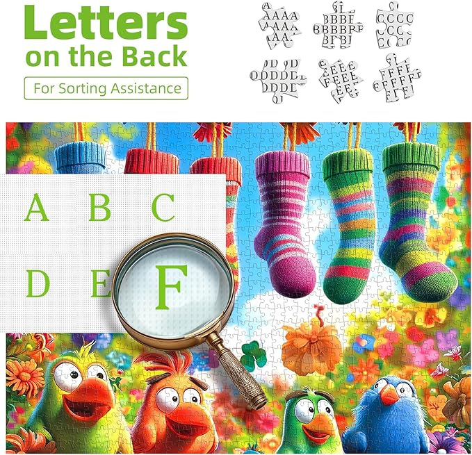 500 Piece Jigsaw Puzzles for Adults - Funny Parrot & Rainbow Socks Garden Design, 20x20 Inch Unique Art Puzzle, Fun & Challenging Adult Puzzles for Relaxation, Cool Home Decor Gift