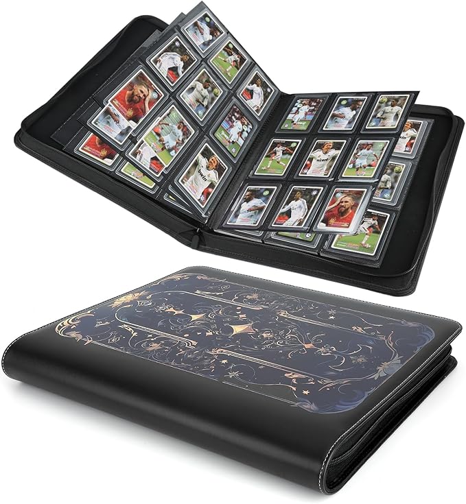 Toploader Binder,Toploader Hard Cases, 9-Pocket Pages Sleeves Hold up 288 Cards.Toploader Card Binder with Sleeves for “3×4” rigid，Card Holder(black purple)
