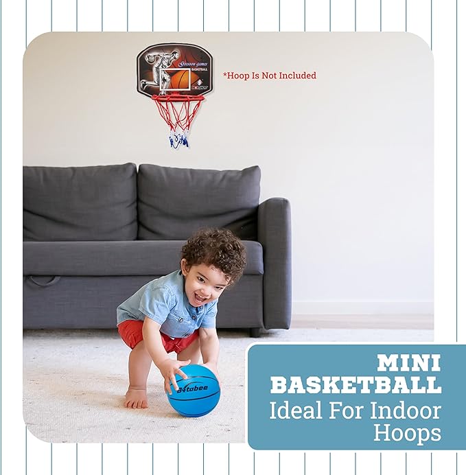 Botabee Mini Basketball Set of 3 with Manual Pump - Toddler Basketballs for Little Tikes Hoops - Soft Durable PVC for Indoor and Outdoor Play - Easy Inflation - Blue