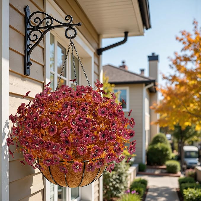 Alupssuc 24 Bundles Artificial Fall Flowers, UV Resistant Faux Mums Porch | Silk & Plastic, 13 Inch Tall, for Indoor Outdoor Planters Yard Patio Window Box, Autumn Outside Realistic Fake Decoration