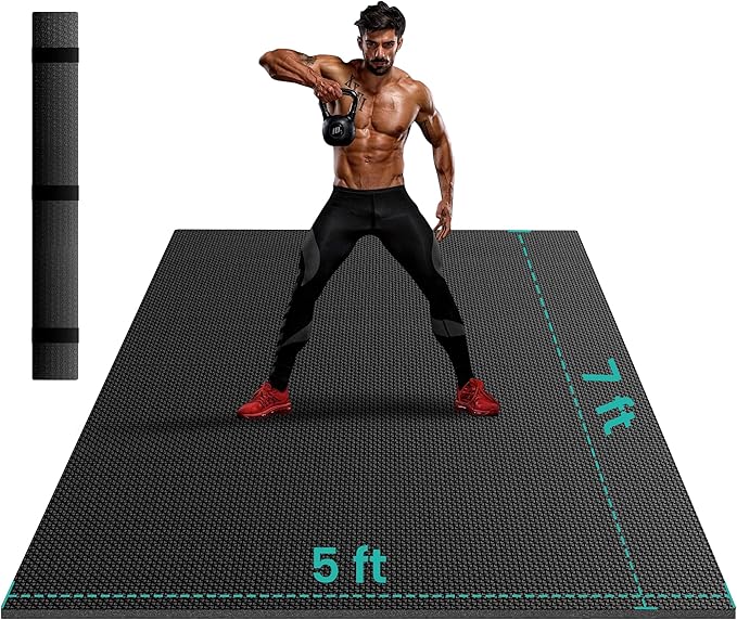 Stepwaver Extra Large Exercise Mat, 7'x5' 8'x6' 10'x6' (8mm) Extra Thick Workout Mats for Home Gym Flooring, Non-Slip, Ultra Durable, High-Density Gym Mat for Cardio,Yoga, Jump Rope, MMA, Weights