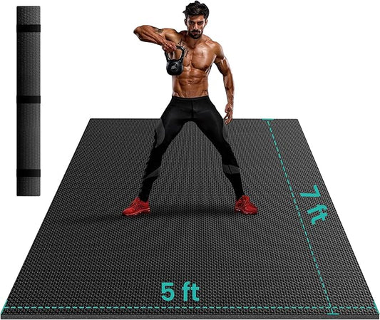 Stepwaver Extra Large Exercise Mat, 7'x5' 8'x6' 10'x6' (8mm) Extra Thick Workout Mats for Home Gym Flooring, Non-Slip, Ultra Durable, High-Density Gym Mat for Cardio,Yoga, Jump Rope, MMA, Weights