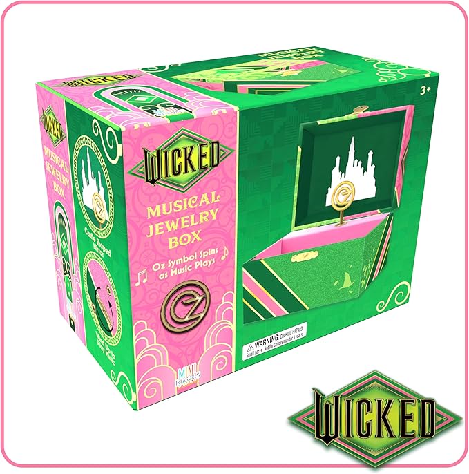Wicked Jewelry Box for Girls - Musical Jewelry Box with Spinning Figurine, Wicked Toys for Kids Ages 3-5 - 6 x 4.7 x 3.5 in