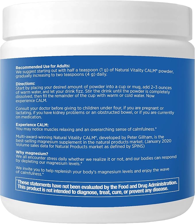 Natural Vitality Orange Flavor Magnesium Anti-Stress Drink Mix, 8 OZ