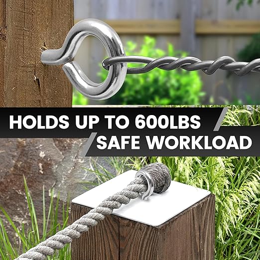 8Pcs Self Tapping Eyelet Screw Eye Bolt，4 Inch Heavy Duty Screw Eyes Hooks ，M8 Wooden Large Screw Eye Hook，Load Capacity 500 Lbs for Hammock ，Yoga，Heavy Indoor Outdoor Uses (8, M8-4 INCH)
