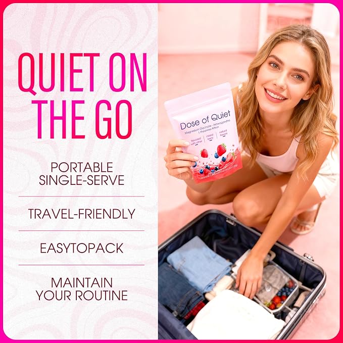 Dose Of Quiet Calming Drink Mix – Relaxing Beverage Powder with L-Theanine, Saffron, Magnesium Glycinate & Ashwagandha, Supports Relaxation & Restful Nights (1)