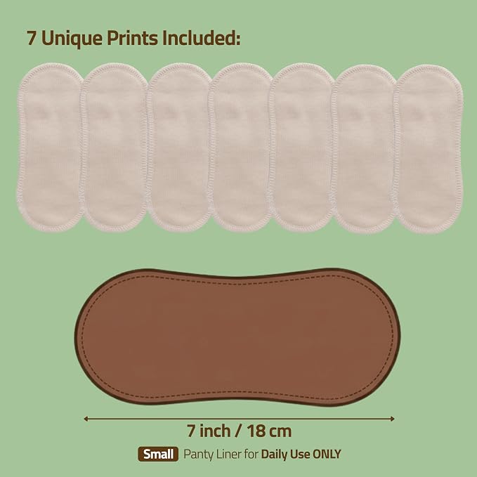 Made in EU - Ultra-Soft Reusable Panty Liners (Small, 7-Pack) – High-Temp Washable Cloth Panty Liners for Women & Teens – Breathable Organic Cotton Keeps You Fresh & Dry for Vaginal Daily Discharge