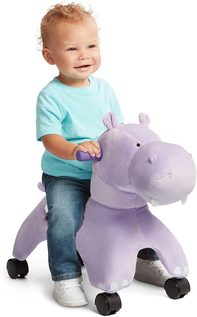 Radio Flyer Holly the Rolling Hippo Ride On, Ages 1-3, EZ-Glide 360-degree Wheels, Easy Grip Handles, Soft Plush Face, Ideal for Active and Imaginative Play, Toddler Ride On Toys