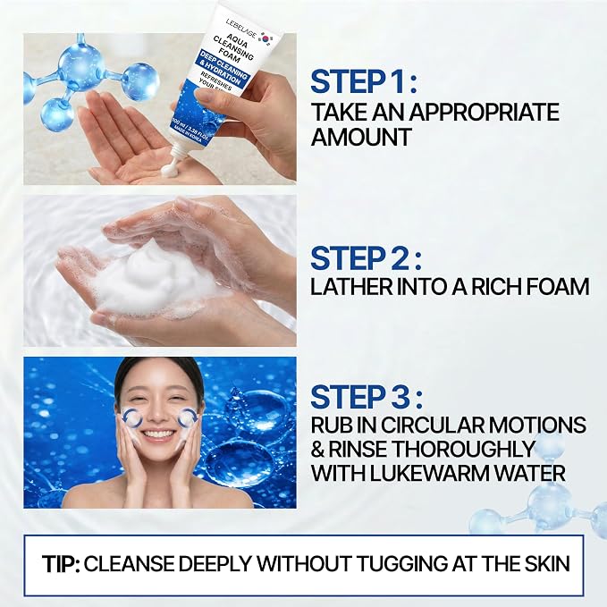 LEBELAGE Korean Aqua Facial Cleanser 3.38 oz | Cleansing Foam Face Wash | Low pH Gentle Hydrating Daily Facial Cleanser Sensitive Skin | Deep Cleansing Foaming Cleanser, Pore Care-All Skin Types