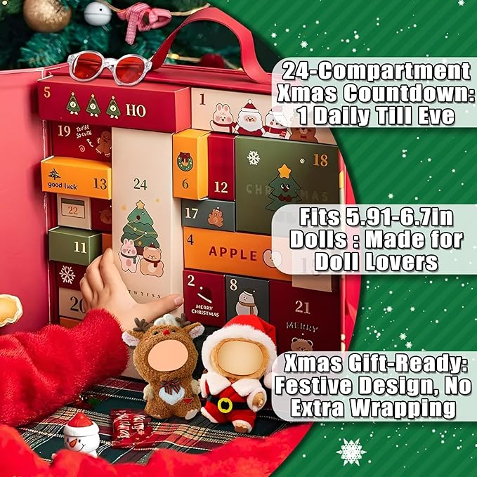 Designer Clothes for Dolls Accessories15cm /17cm Doll Clothing Set Replacement Pink Outfit 5Pcs Set (24-Day Advent Calendar Gift Box)