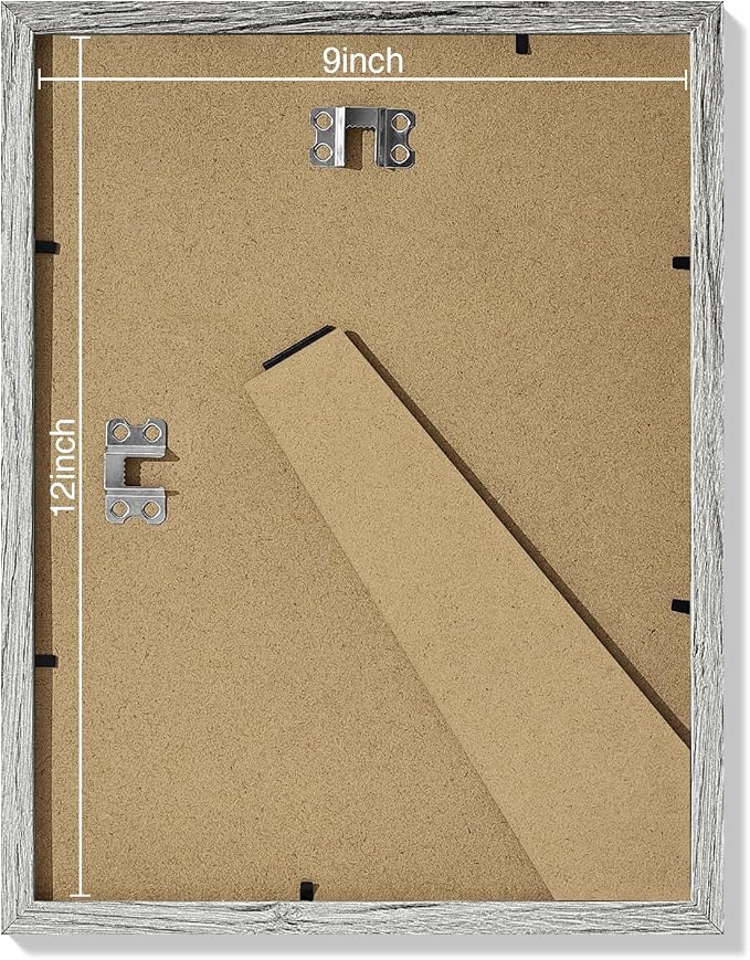 Vittanly 9x12 Picture Frames Set of 9 for Wall or Tabletop Display, Grey | Display Pictures 6x8 with Mat or 9x12 without Mat, Engineered Wood with Shatter Resistant Plexiglass, Gallery Photo Frames