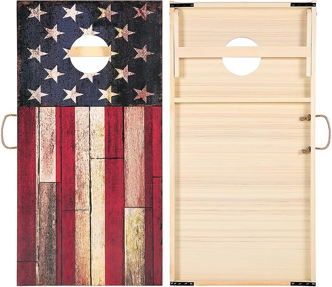 Sportdo Solid Wood Vintage Cornhole Game Set, Two 4'x2'Cornhole Boards, 8 Cornhole Bags for Indoor and Outdoor Toss Games Competitions, Tournaments