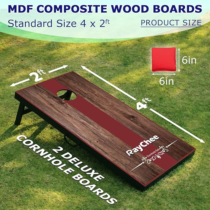 Cornhole Sets, 3'x 2'/ 4'x 2' Vintage Cornhole Game Set, Regulation Size Cornhole Boards, Corn Holes Outdoor Toss Game Competitions, w/ 8 Bean Bags for Adults, Family, Lawn, Beach, Outside Activities