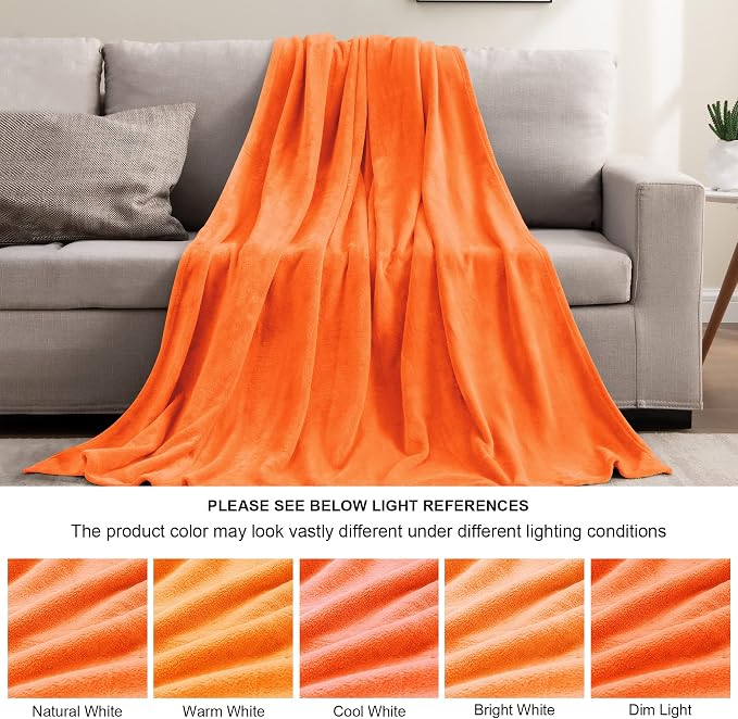 BEDELITE Fleece Blankets 108 inch x90 Size Orange Throw Blankets for Bed & Couch,Plush Cozy Fuzzy Blanket, Super Soft & Warm Lightweight Fall Blankets | Ultra Soft Fleece, Plush Microfiber, Lightweight Warmth, Fall Decor, Fade Resistant, Machine Washab...