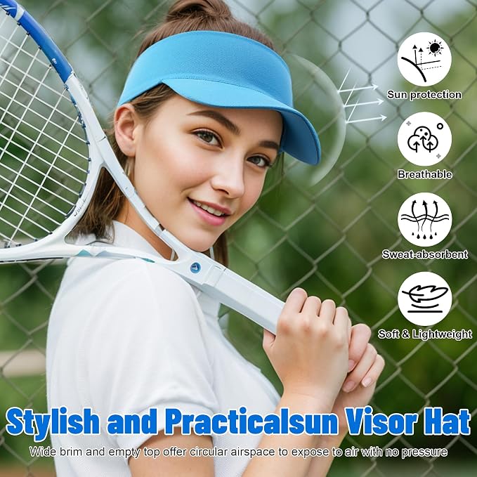 Sukeen Cooling Stretchy Sun Visor for Women Men UV Protection Cooling Hat | Lightweight quick-dry free size vizor with instant cooling, sports visor hat for golf, tennis, cycling, running, pickleball