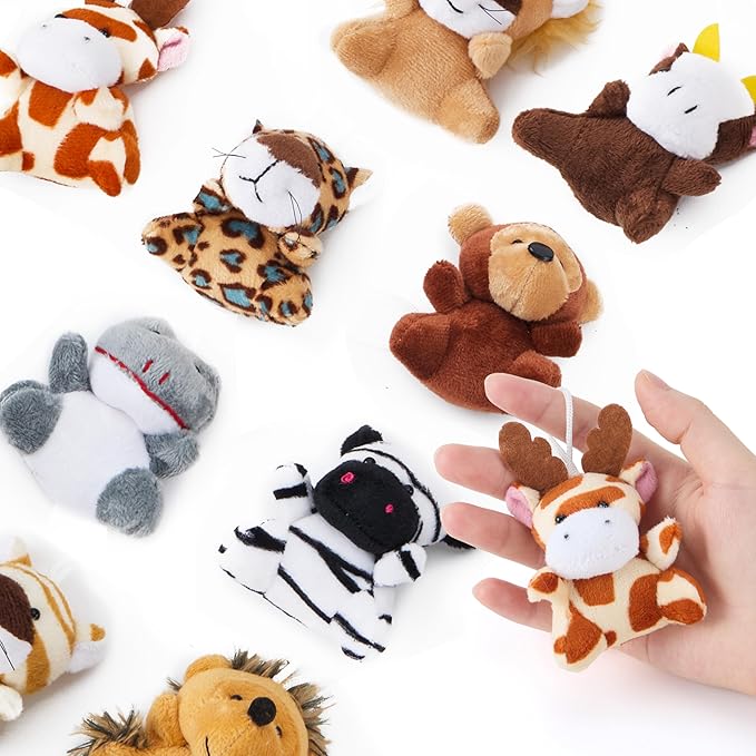 JOYIN 24 Pcs Mini Safari Animal Plush Toys (24 Units 2.4" Each), Animals Keychain Decoration for Kids, Small Stuffed Animal Bulk for Kids, Carnival Prizes, School Gifts, Halloween Goodie Bags