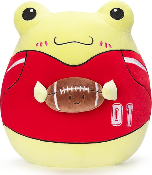 Original 13.5-inch Large Frog Football Plush Pillow Stuffed Animal Toy,Big Size Ball Cuddle Cute Soft Pillows Plushie,Gift for Kids Boys