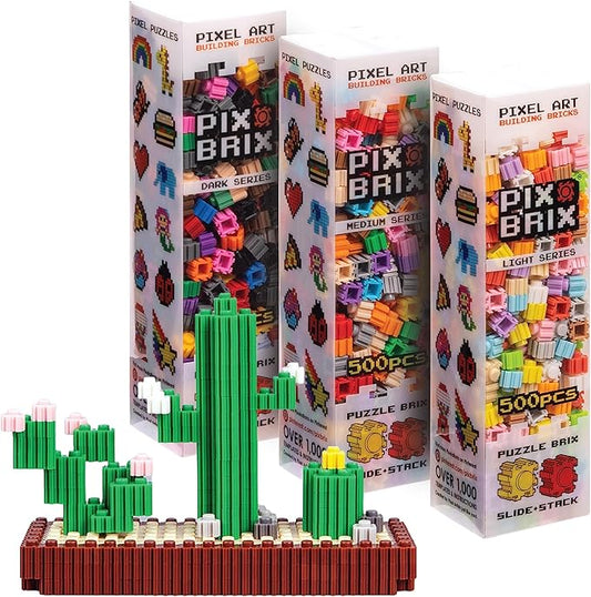 Pix Brix Pixel Art kit Puzzle Bricks - 1500 Piece Pixel Art Container, 32 Color Palette - Interlocking Building Bricks, Create 2D and 3D Builds Without Water or Glue - Stem Toys, Ages 6 Plus