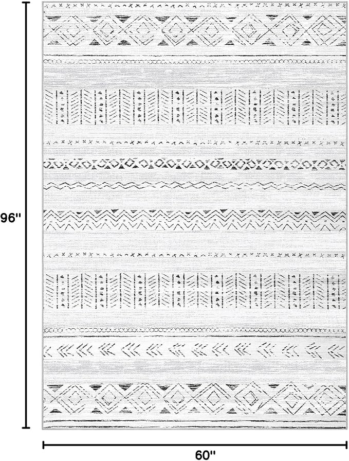 cotiled 5x8 Area Rugs Living Room Rug: Washable Boho Rugs with Non Slip Backing Large Soft Indoor Stain Resistant Carpet for Bedroom Farmhouse Dining Room Lightweight Home Decor Dark Grey