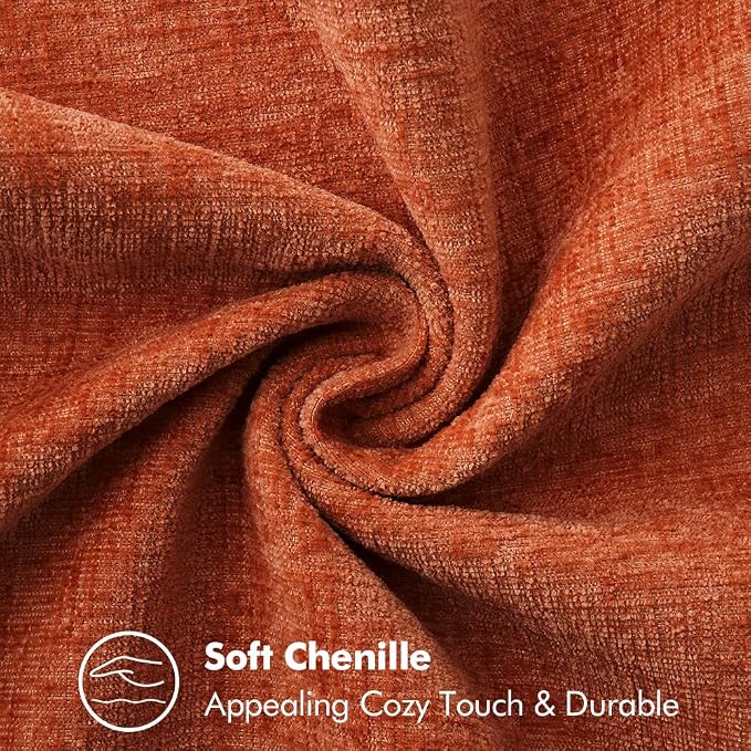 MIULEE Fall Decorative Couch Throw Pillow Covers 18x18 Inch Rust 2 Pack | Terracotta Farmhouse Pillow Covers with Stitched Edge, Soft Chenille Cushion Cases, Sofa Bed Living Room Home Decor