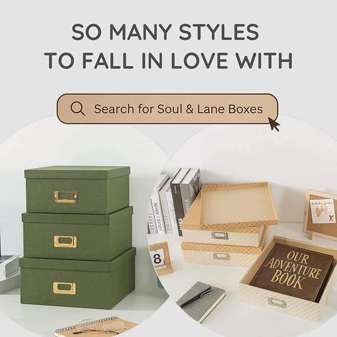 Soul & Lane - Tropical Breeze Decorative Storage Boxes with Lids, Set of 3 | Large Nesting Keepsake Boxes for Photos and Gifts, Green Jungle Leaves Palm Tree Containers, Hawaiian Beach Theme Decor