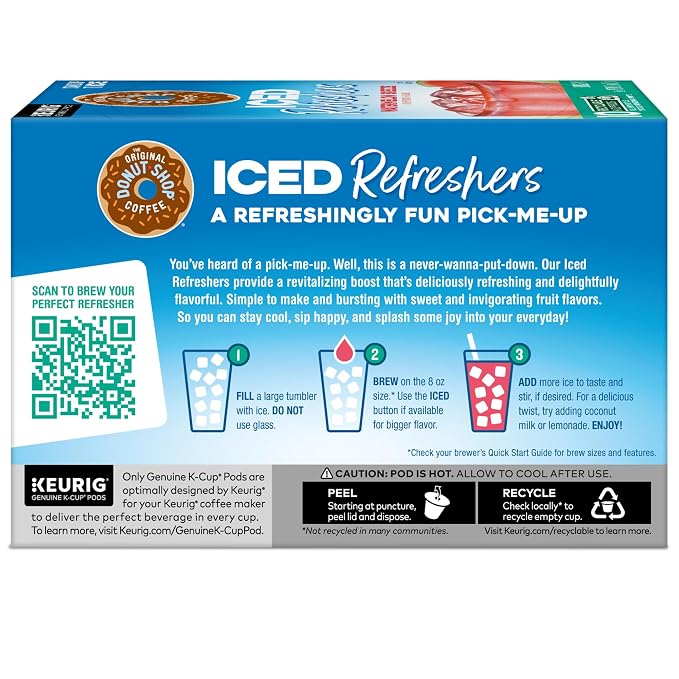 The Original Donut Shop Iced Refreshers, Watermelon Breeze Flavor, Keurig Single Serve K-Cup Pods, Brew Over Ice, 60 Count (6 Packs of 10)