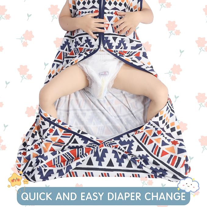BSTOPPT 3 Pack Baby Sleep Sack 100% Rayon Cotton Baby Sleeping Bag 2-Way Zipper Toddler Wearable Blankets TOG 0.3. (Soccer&Triangles&Blue, 0-6 Months)
