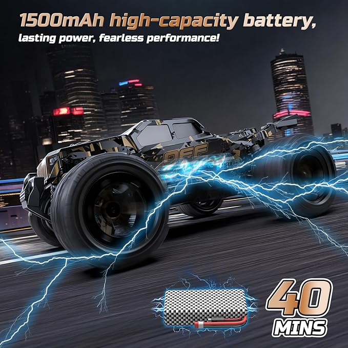 DEERC 9309E 1/16 All Terrain Fast RC Cars for Adults 40KPH,4WD Electric Off-Road Remote Control Monster Truck,2.4Ghz High Speed Car,Waterproof Monster Truck with 2 Batteries for Boys & Kids
