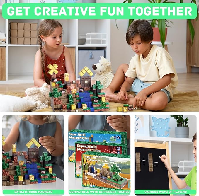 Magnetic Blocks for Kids - 128PCS Building Toys for Toddler, Building Magnet Cube Toy for Boys Girls, STEM Sensory Educational Game, Birthday Gifts for Toddlers Kids Ages 3 4 5 6 7 8