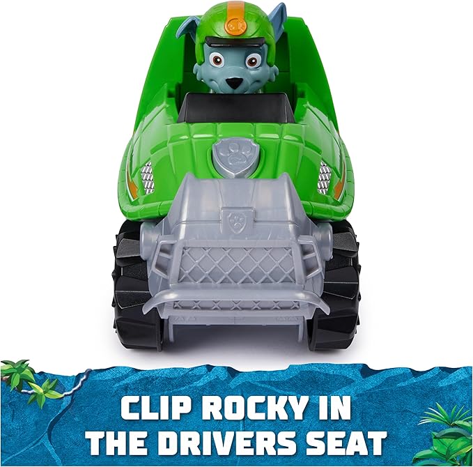 Paw Patrol Jungle Pups, Rocky Snapping Turtle Vehicle, Toy Truck with Collectible Action Figure, Kids Toys for Boys & Girls Ages 3 and Up