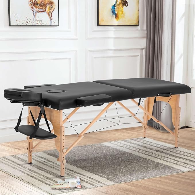 BestMassage Massage Bed Portable Massage Table 23 in Wide Lash Bed Height Adjustable 2 Folding with Non-Woven Bag for Spa Footmassage Facial CareSpa Tattoo