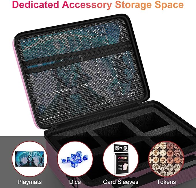 Proijeut Card Deck Box with Portable Case, 6 Pack Clear Commander Deck Box with 6 Dividers, Holds 600+ Double Sleeved Cards, Fit for MTG, YuGiOh, TCG (Pink)