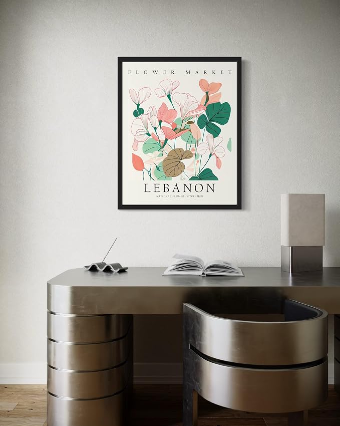 Lebanon Flower Market Art Print Poster, Wall Art Floral Painting Botanical Decor for Bedroom, Kitchen, Bathroom Livingroom Decoration 82B (Lebanon, 20"L x 16"W, Unframed)